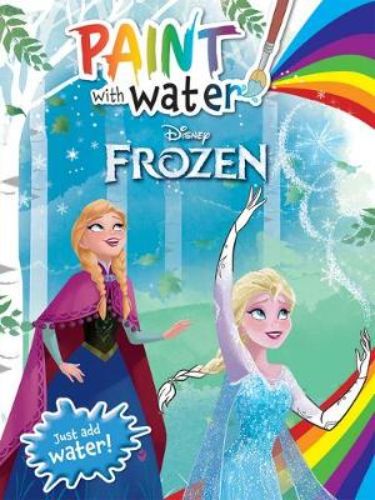 A child using a paintbrush and water to bring Frozen characters to life in a colorful, mess-free painting book.