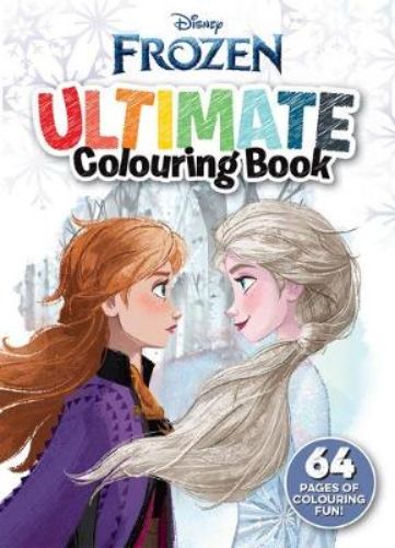 A child coloring in the Frozen Classic: Ultimate Colouring Book featuring Anna, Elsa, and Olaf on a vibrant page.