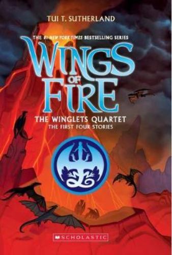 Cover of 'Wings of Fire: Winglets Quartet', featuring dragons and a fantasy landscape, highlighting captivating tales in Pyrrhia.
