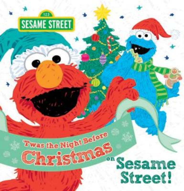 Festive hardback picture book featuring Cookie Monster's Christmas adventure on Sesame Street, perfect for holiday bedtime reading.