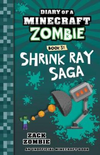 Adventure in Minecraft as Zombie and Steve navigate challenges after using a shrink ray in this thrilling paperback tale.