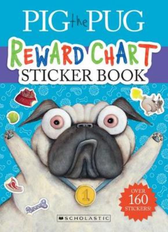 Colorful sticker book with Pig the Pug and Trevor, featuring 7 reward charts and 160+ fun stickers for kids' routines.