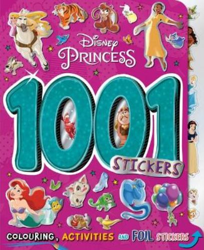 Colorful Disney Princess: 1001 Stickers book with Ariel, Rapunzel, and Jasmine, featuring 1001 stickers, activities, and coloring pages.