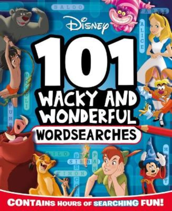 Activity book featuring over 100 Disney-themed word searches with beloved characters like Dumbo and Pinocchio.
