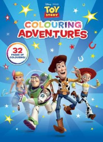 Toy Story: Colouring Adventures book featuring Woody, Buzz, and friends for creative fun in 32 magical pages.