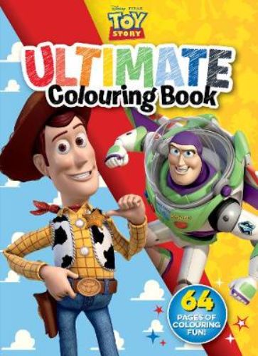 Ultimate Toy Story colouring book with 64 pages featuring beloved characters like Woody, Buzz, and Jessie for creative fun.