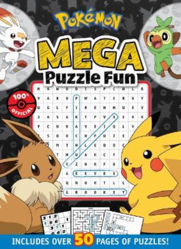 Engaging activity book featuring Pikachu, with over 50 puzzles including mazes and word searches for creative fun.