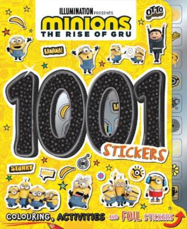 Vibrant 'Minions: The Rise of Gru' sticker book with 1001 stickers and 48 pages for creative fun and decoration.