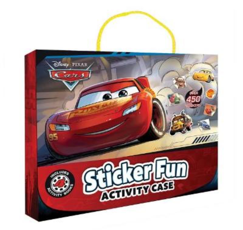 Disney-Pixar Cars Sticker Fun Activity Case with over 60 pages and 450+ stickers for creative kids' activities.