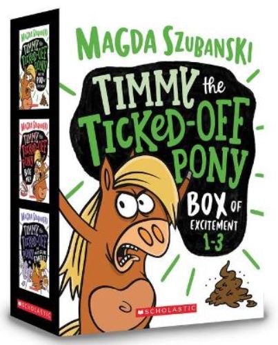 Box set of Timmy the Ticked-off Pony books featuring humorous adventures for kids aged 6-10 by Magda Szubanski.