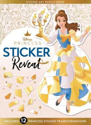 Colorful sticker book featuring Disney Princesses and their magical transformations for creative activities.