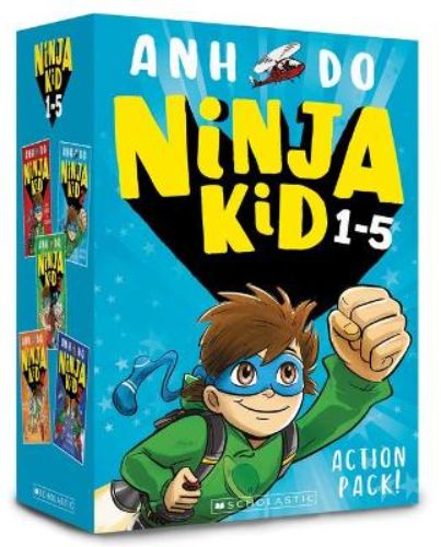Ninja Kid 1-5 Action Pack featuring Nelson's transformative adventures from nerd to ninja, perfect for young readers.