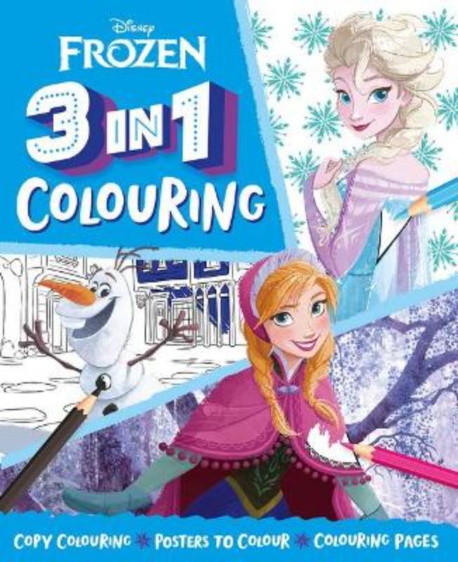 Disney Frozen 3 in 1 Colouring book featuring Anna, Elsa, Olaf with 32 pages of creative activities for children.