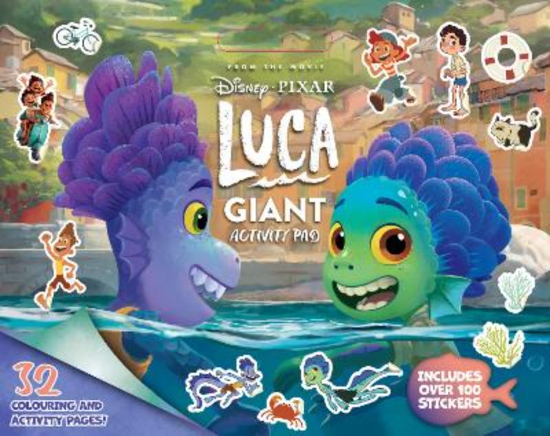Giant Luca Activity Pad with 32 oversized pages, puzzles, and 100+ stickers for creative fun and skill development.