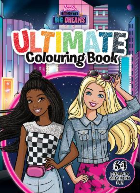 Coloring book featuring Barbie's adventures in a vibrant city, designed for young artists and fans of creativity.