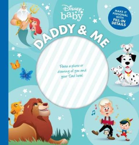 Interactive hardback keepsake book celebrating father-child bonds with Disney characters and spaces for memories.