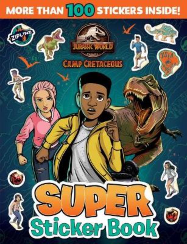 Vibrant Jurassic World Camp Cretaceous Super Sticker Book with 100+ colorful dinosaur stickers for creative activities and puzzles.
