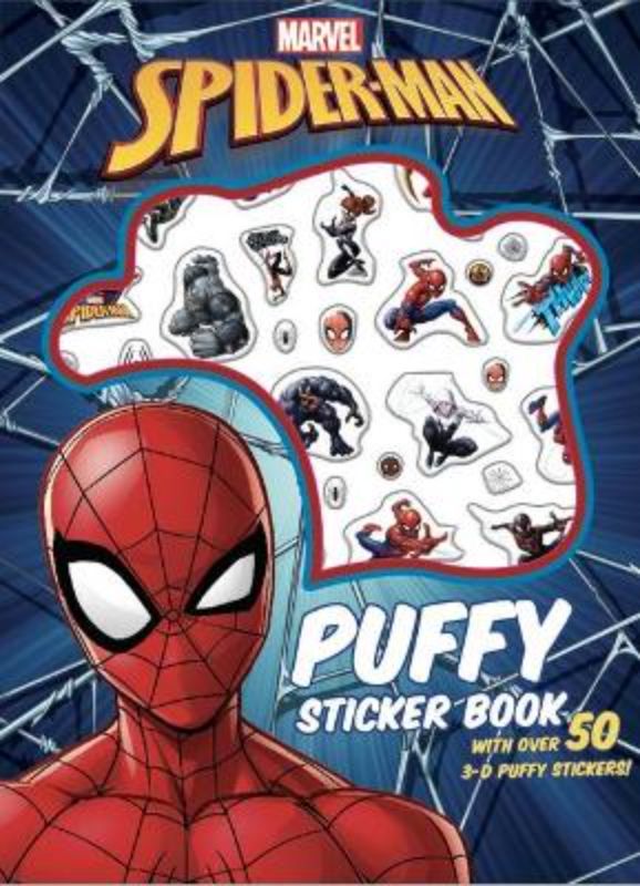 24-page Spider-Man sticker book with over 50 vibrant puffy stickers for creative fun and artistic expression.