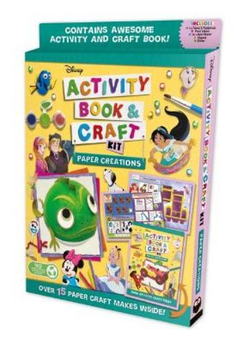 Disney-themed craft kit with 24-page activity book and supplies for over 15 creative paper projects.