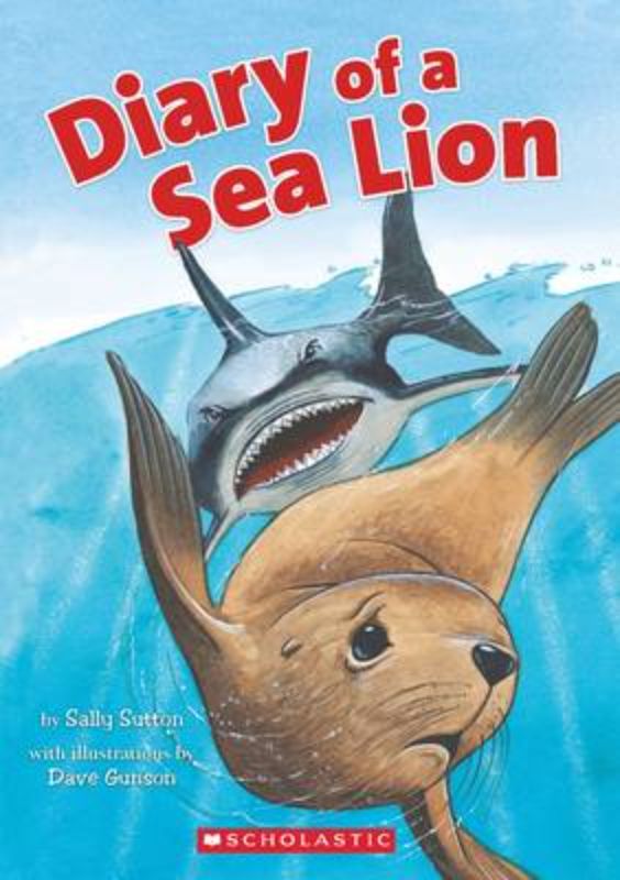 Colorful cover of 'Diary of a Sea Lion', a children's book about bravery and friendship featuring a timid sea lion.