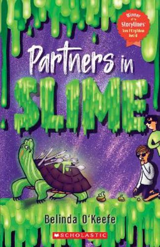 A colorful book cover depicting two boys surrounded by vibrant slime, showcasing friendship and entrepreneurial adventures.