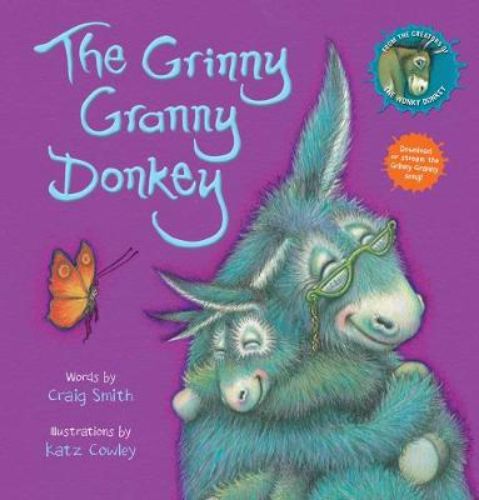 Grinny Granny Donkey Board Book with vibrant illustrations, ideal for toddlers and preschoolers, promoting laughter and kindness.