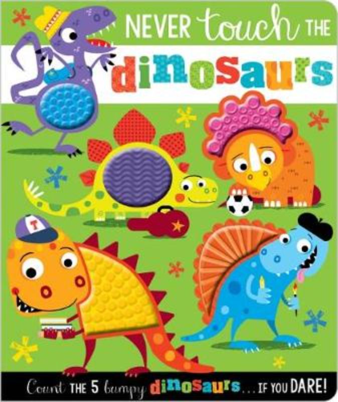 Interactive board book for toddlers featuring textured dinosaurs and a fun counting adventure from five.