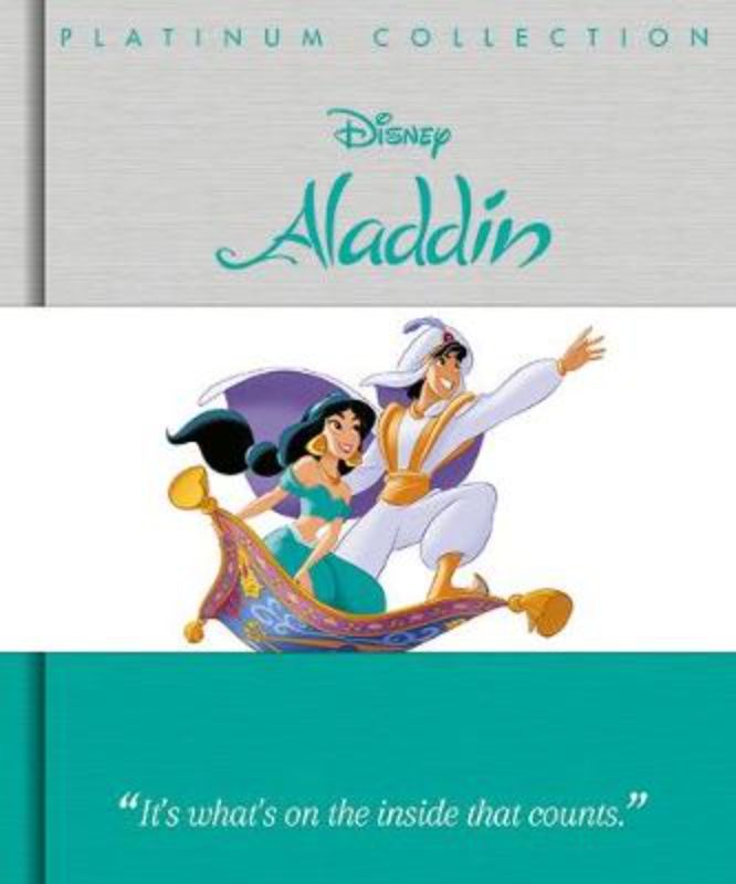 Hardback picture book 'Aladdin (Disney: Platinum Collection)' features 80 pages of vibrant illustrations and timeless storytelling.
