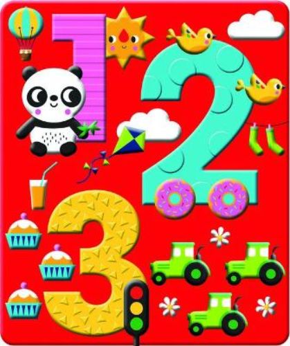 Colorful 123 board book with soft silicone cover, engaging illustrations, and rhymes for toddlers to learn counting.