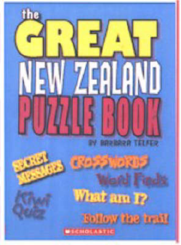 The Great Kiwi Puzzle Book featuring engaging puzzles about New Zealand's history, flora, and fauna for children aged 8 and up.