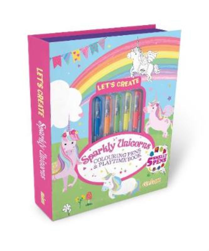 Activity kit featuring a 64-page unicorn coloring book and 5 vibrant markers for creative fun.