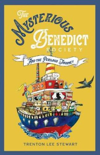 The Mysterious Benedict Society book cover featuring adventurous characters on a globe-trotting mission to rescue Mr. Benedict.