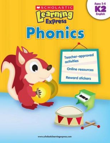 Phonics Level K2 workbook for Grades K-2, teaching letter sounds, blends, and word families in 80 pages.