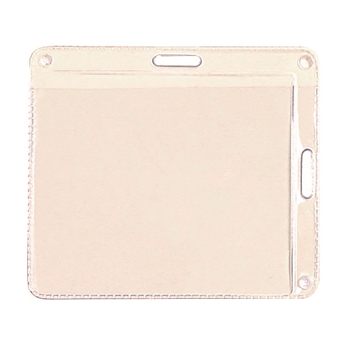 Rexel ID card holder pack with 10 pouches, 105x90mm, for horizontal and vertical ID display, made from soft, clear plastic.