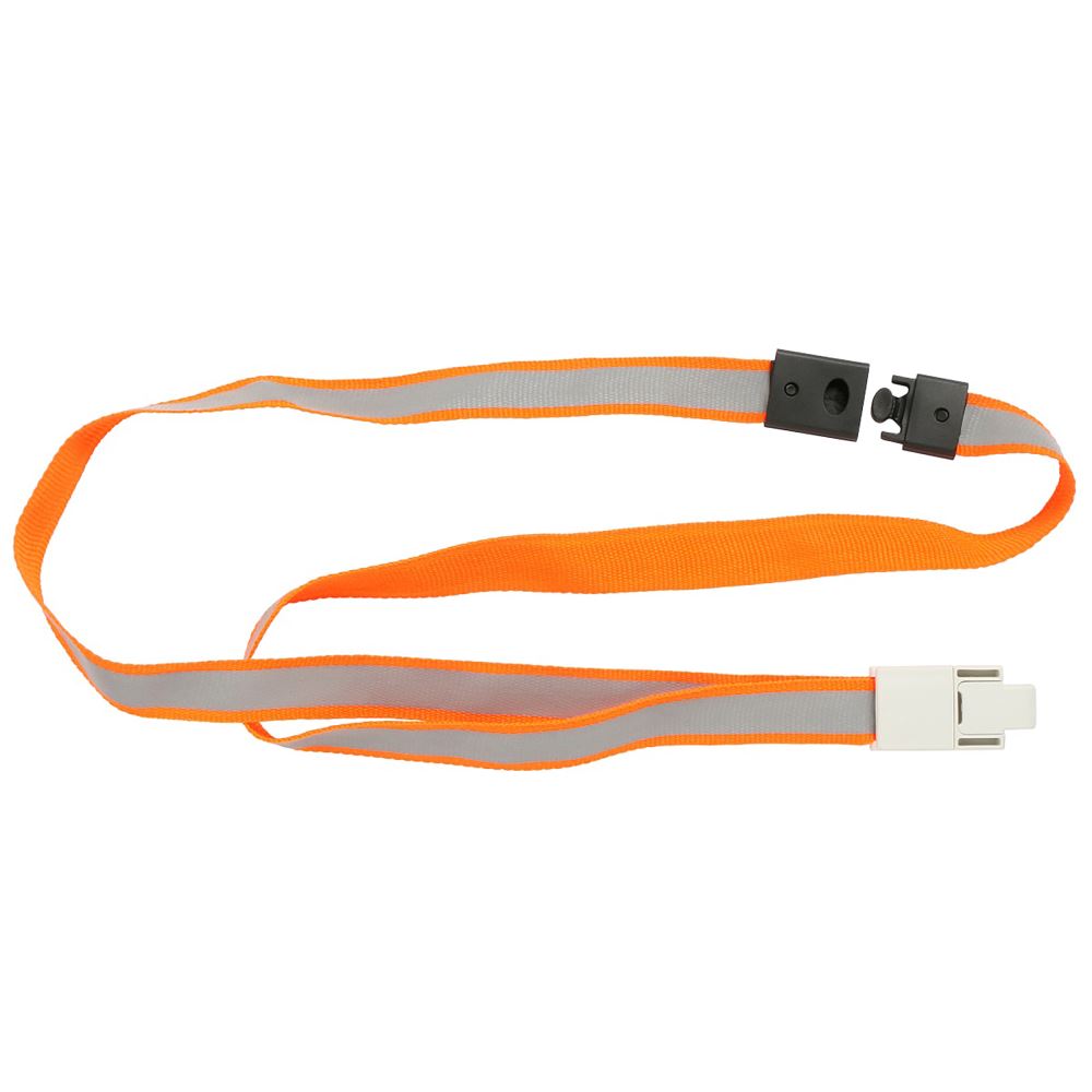Rexel reflective lanyards, pack of 5, featuring safety breakaway, sturdy clip, perfect for low-light visibility.