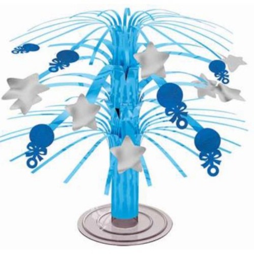 Mini Cascade Centerpiece for baby boy celebrations, featuring stars and clouds for an elegant and whimsical touch.