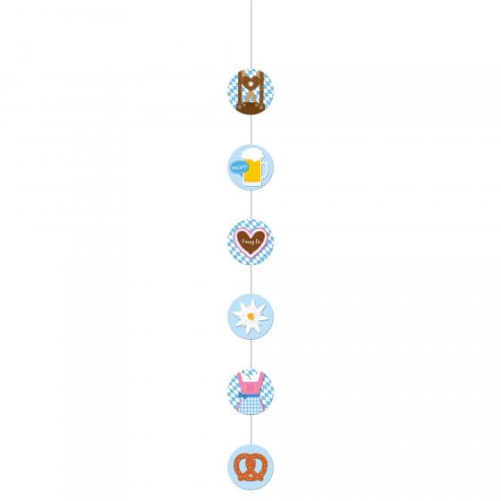 Vibrant Oktoberfest Hanging String Decorations, pack of 4, each 130 cm, featuring bold colors and traditional patterns.