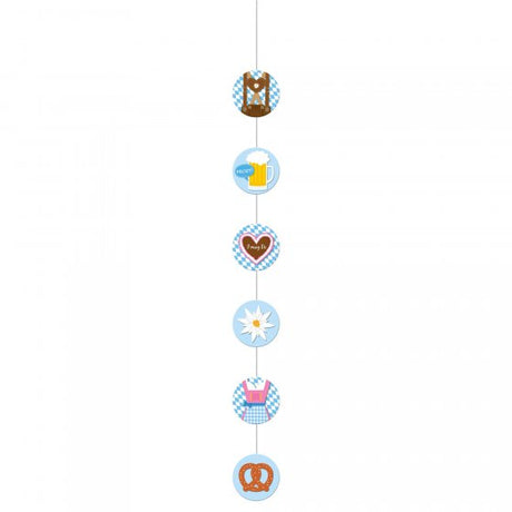 Vibrant Oktoberfest Hanging String Decorations, pack of 4, each 130 cm, featuring bold colors and traditional patterns.