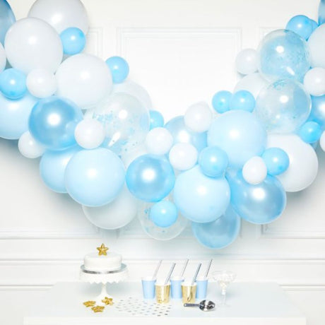 Blue Balloon Garland Kit featuring 70 assorted balloons for memorable celebrations and easy DIY decoration.