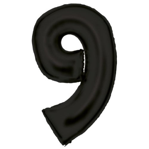 Large Number 9 Black Foil Balloon 57cm x 91cm, perfect for any celebration with a stylish silk lustre finish.