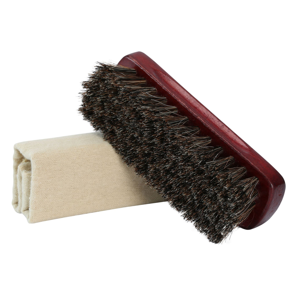Footcare Professional Shoe Brush & Cloth set for cleaning and polishing shoes, suitable for leather, suede, and canvas.
