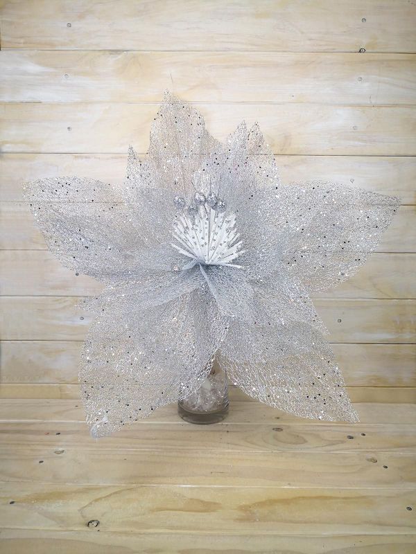 Mesh Flower Head - XL (Silver )