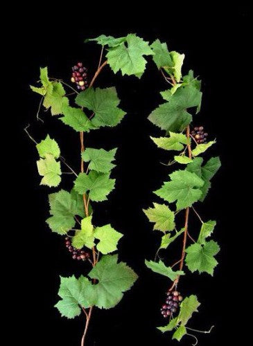 Grape Leaf Garland with Black Grapes - 180cm