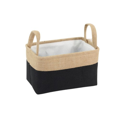 Small Rectangle Black Jute Bag with Handles