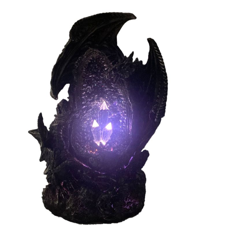 Dragon Black With Baby on LED Crystal Cave