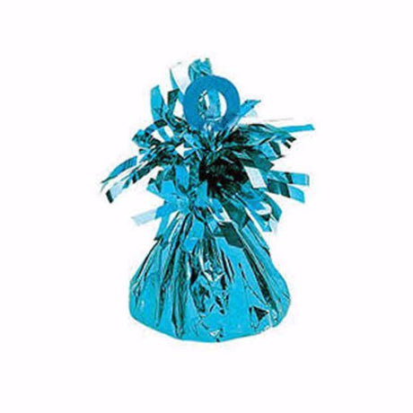 Caribbean blue mylar balloon weight, 150g, perfect for holding balloons in place.