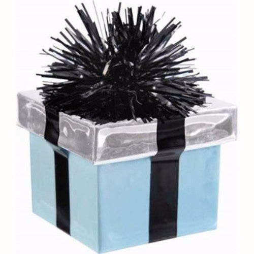 Teal scroll balloon weight gift box, 180g, 5.6cm wide, adds elegance and function to any celebration.