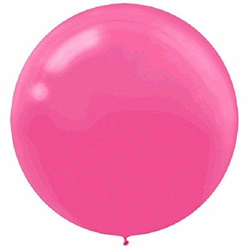 Pack of 4 bright pink round latex balloons, perfect for festive celebrations like birthdays and weddings.