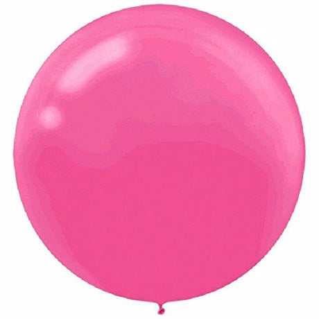Pack of 4 bright pink round latex balloons, perfect for festive celebrations like birthdays and weddings.