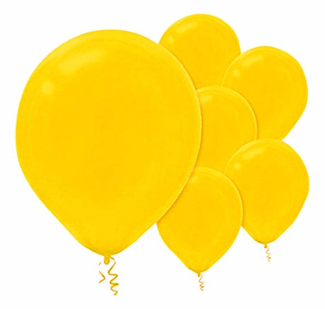 12cm sunshine yellow latex balloons in a pack of 50, perfect for vibrant decorations at any festive celebration.
